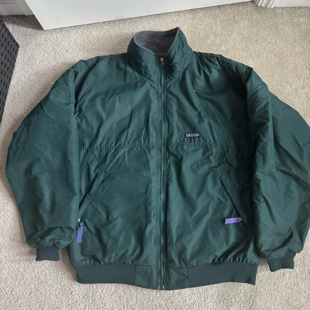 Vintage Patagonia Shelled Synchilla Jacket Mens Green Fleece Lined Bomber USA XL